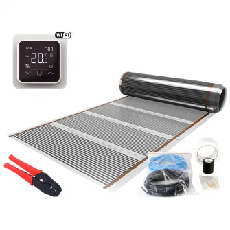 Pachet complet film carbon incalzire in pardoseala pentru parchet CF Technics, 5 mp, 600 W, cu termostat WIFI control C 16