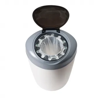 Pachet Cos pentru scutece + 6 Rezerve Tommee Tippee Sangenic Simplee Reciclabil, Alb/Gri