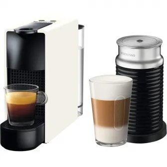 Pachet Espressor Nesspreso by Krups Essenza Mini, 1100 W, 19 bar, 0.6 L, Alb + Aparat spumare lapte Aeroccino 3, 1450 W, Negru