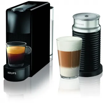 Pachet Espressor Nesspreso by Krups Essenza Mini, 1100 W, 19 bar, 0.6 L, Alb + Aparat spumare lapte Aeroccino 3, 1450 W, Negru