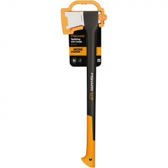 Pachet Fiskars Topor pentru despicat X21-L, 775 mm lungime, 1.6 kg + Dispozitiv pentru ascutit topoare si cutite, 155 mm lungime