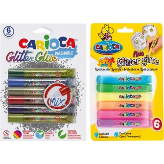 Pachet Lipici cu sclipici 6x10.5 ml/set + Lipici fluo Carioca, 6x10.5 ml/set