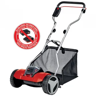 Masina de tuns gazon/iarba cu tambur pe acumulator Einhell GE-HM 18/38 Li - Solo Power X-Change, 18V, latime 38 cm, 4 trepte de taiere, inaltime taiere 14 - 38 mm, tambur cu 5 lame , cos colector 45 l, fara acumulator si incarcator in setul