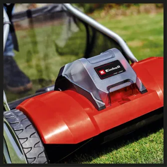 Masina de tuns gazon/iarba cu tambur pe acumulator Einhell GE-HM 18/38 Li - Solo Power X-Change, 18V, latime 38 cm, 4 trepte de taiere, inaltime taiere 14 - 38 mm, tambur cu 5 lame , cos colector 45 l, fara acumulator si incarcator in setul