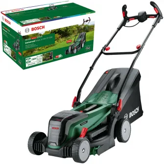 Masina de tuns gazon/iarba pe acumulator Bosch UniversalRotak 2x18V-37-550, 2x18 V, 37 cm latime lucru, inaltime de taiere 25-70 mm , 5 trepte de taiere sac colector 40 L, fara acumulator si incarcator in setul de livrare