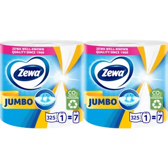 Pachet Prosoape de hartie Zewa Jumbo, 2 straturi, 2 role, 650 foi