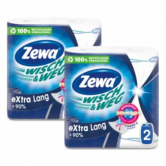 Pachet Prosoape de hartie Zewa WischWeg Original Extra Long, 2 straturi, 4 role, 344 foi