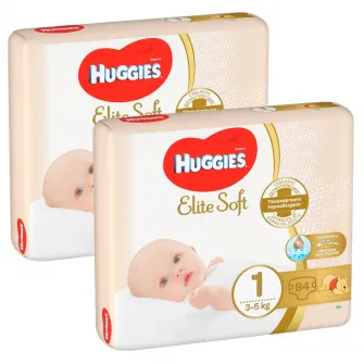 Pachet Scutece Huggies Elite Soft 1, 3-5 kg, 168 buc