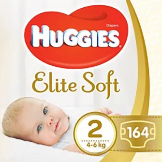 Pachet Scutece Huggies Elite Soft 2, 4-6 kg, 164 buc