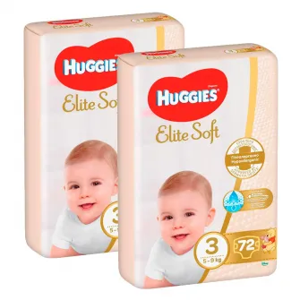 Pachet Scutece Huggies Elite Soft 3, 5-9 kg, 144 buc