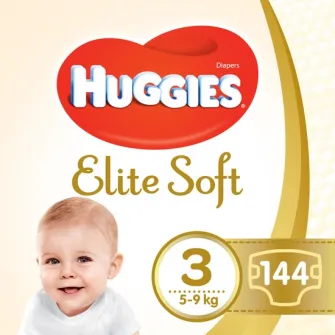 Pachet Scutece Huggies Elite Soft 3, 5-9 kg, 144 buc