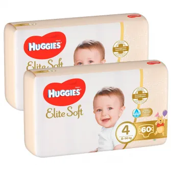 Pachet Scutece Huggies Elite Soft 4, 8-14 kg, 120 buc