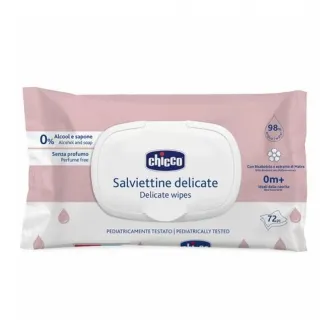 Pachet Servetele umede delicate cu clapeta Chicco, fara alcool si sapun, 0 luni+, 12 pachete x 72 buc.