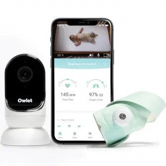 Pachet soseta inteligenta pentru monitorizarea bebelusului Owlet Smart Sock 3 + camera de supraveghere