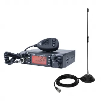 CB PNI ESCORT HP 9001 PRO Комплект регулируемой радиостанции ASQ, AM-FM, 12В/24В, 4Вт + PNI Extra 40 CB антенна с магнитом, 30Вт, 26-30МГц, КСВ 1.0, стекловолокно