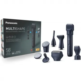 Pachet tuns & gromming barba/fata & perii curatare faciala Panasonic MultiShape XSHAPE TRIM, acumulator Li-Ion, autonomie 70 min, quick charge 1H, utilizare piele umeda/uscata, husa transport, negru