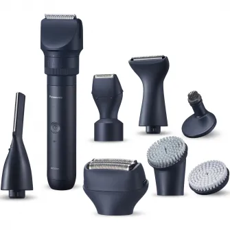 Pachet tuns & gromming barba/fata & perii curatare faciala Panasonic MultiShape XSHAPE TRIM, acumulator Li-Ion, autonomie 70 min, quick charge 1H, utilizare piele umeda/uscata, husa transport, negru