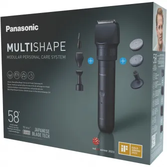 Pachet tuns & gromming barba/fata & perii curatare faciala Panasonic MultiShape XSHAPE TRIM, acumulator Li-Ion, autonomie 70 min, quick charge 1H, utilizare piele umeda/uscata, husa transport, negru