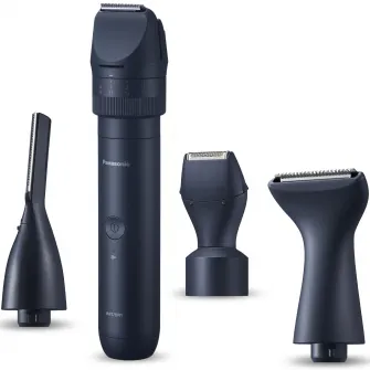 Pachet tuns & gromming barba Panasonic MultiShape ER-CKN1-PAC1, 3 tipuri de capete de ras pentru contur, autonomie 50 min, quick charge 1H, acumulator Ni-MH, 39 de setari de lungime, husa transport, negru