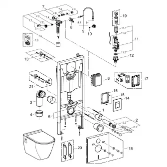 Pachet WC 4 in 1 Grohe Solido Perfect 39186000, WC suspendat, cadru, capac, placuta, elemente montaj, alb