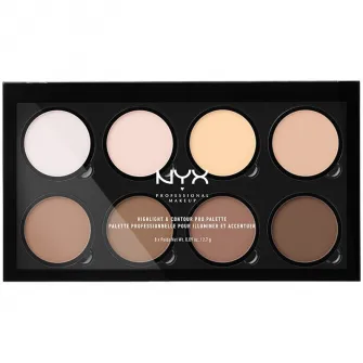 Paleta de iluminare si conturare NYX PM Highlight and Contour Pro Palette, 21.6 g