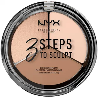 Paleta Iluminare si conturare NYX PM 3 Steps to Sculpt 1 Fair, 15 g