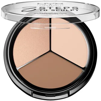 Paleta Iluminare si conturare NYX PM 3 Steps to Sculpt 1 Fair, 15 g