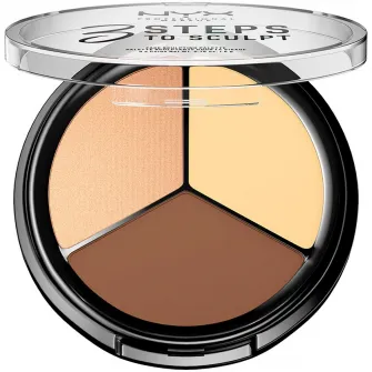 Paleta Iluminare si conturare NYX PM 3 Steps to Sculpt 2 Light, 15 g