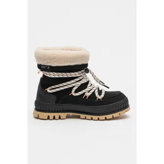 Palladium, Cizme medii de piele intoarsa Pallashock Hiver, Negru, Alb murdar, Camel, 39