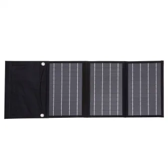 Panou solar Technaxx TX-207, 21W, pliabil, 2 x USB-A, dimensiune 81 x 29 x 3 cm, negru