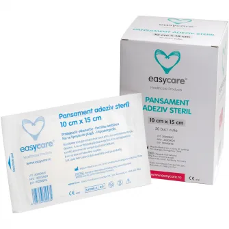 Pansament adeziv steril cu tampon absorbant 10cm x 15cm Easycare, 50 bucati