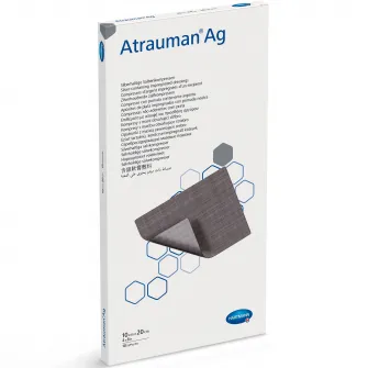 Pansament cu unguent neutru si argint antibacterian steril Hartmann, Atrauman Ag, 10 x 20 cm, 10 buc