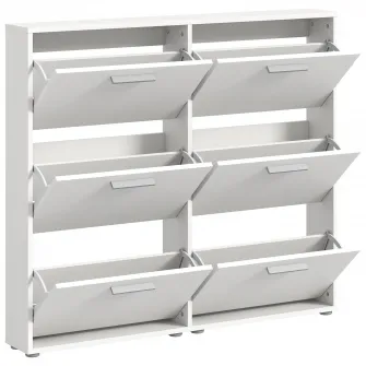 Pantofar/Dulap incaltaminte Sam, 116x103x17cm, 6 compartimente, culoare alb