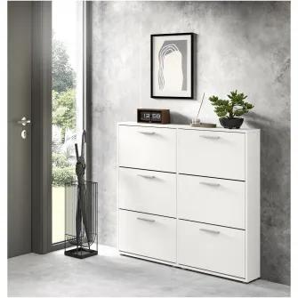 Pantofar/Dulap incaltaminte Sam, 116x103x17cm, 6 compartimente, culoare alb