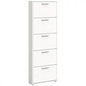 Pantofar/Dulap incaltaminte Sam, 59x169x17cm, 5 compartimente, culoare alb