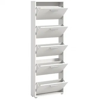Pantofar/Dulap incaltaminte Sam, 59x169x17cm, 5 compartimente, culoare alb