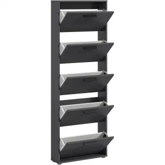Pantofar/Dulap incaltaminte Sam, 59x169x17cm, 5 compartimente, culoare antracit