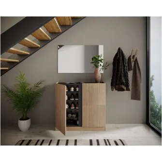 Pantofar Irim Slimer, dimensiuni 95x35x90cm,2 usi cu 4 polite, culoare mocca/grafit