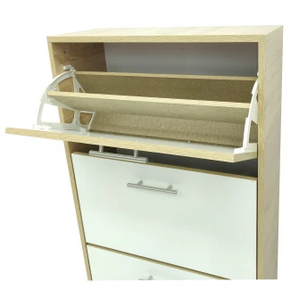 Pantofar Kring Quatro, 63x150x24.5 cm, culoare sonoma/ alb