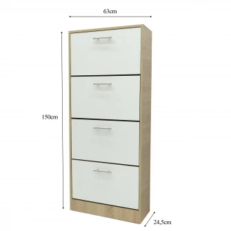 Pantofar Kring Quatro, 63x150x24.5 cm, culoare sonoma/ alb