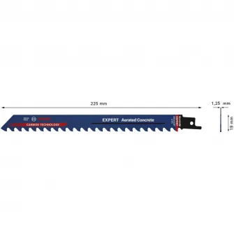 Panza de fierastrau sabie Bosch Expert Aerated Concrete S 1141 HM 2608900408, 8.5 mm spatiere dinti, 225 mm lungime