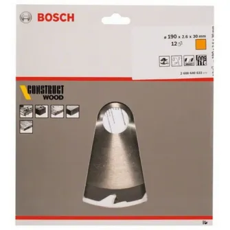 Panza fierastrau circular Bosch Professional Construct pentru lemn, 190 x 30 x 2.6 mm