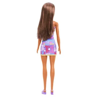 Papusa Barbie, cu rochita mov, satena