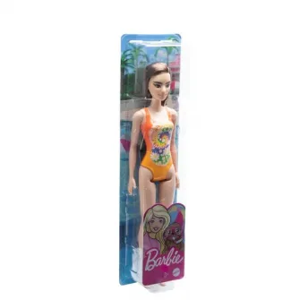 Papusa Barbie - O zi la plaja, costum de baie portocaliu