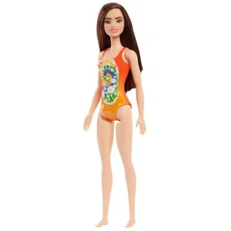 Papusa Barbie - O zi la plaja, costum de baie portocaliu