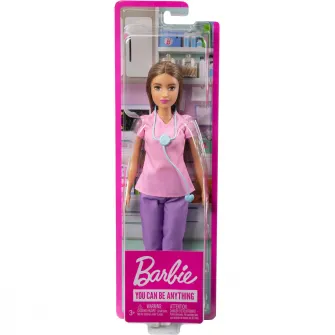 Papusa Barbie You can be - Asistenta medicala, satena