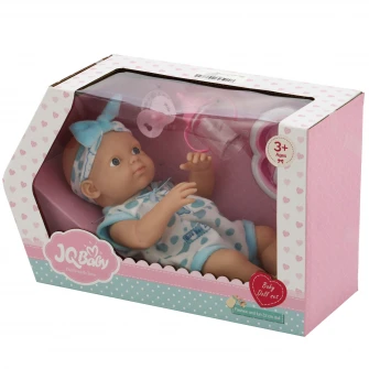 Papusa bebelus M-Toys Baby 30 cm, cu accesorii, Alb / Bleu