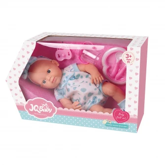 Papusa bebelus M-Toys Baby 30 cm, cu accesorii, Alb / Bleu