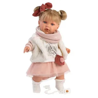 Papusa interactiva Llorens - Julia, cu fustita chic, cu sunete, 42 cm