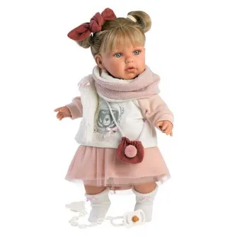 Papusa interactiva Llorens - Julia, cu fustita chic, cu sunete, 42 cm
